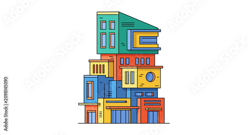 Colorful stacked building architecture design.