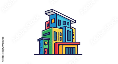 Colorful stacked house architecture design.