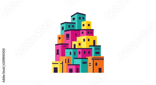 Colorful stacked house architecture design.