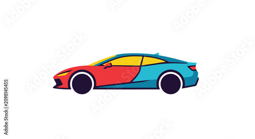 Colorful Sports Car Side View.