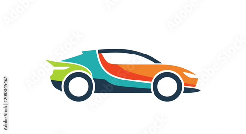 Colorful sports car side view.