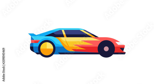 Colorful sports car side view.