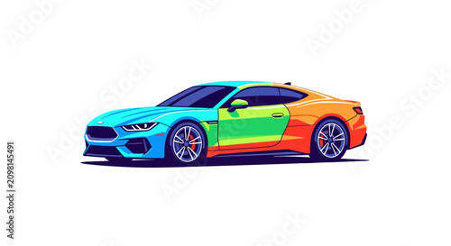Colorful sports car side view.