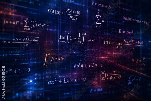 Abstract mathematical on futuristic digital background 