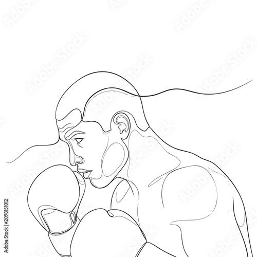Foto boxer head black vector illustration with dynamic lines and contours