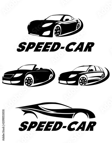 illustration of a speed car logo on isolated white background