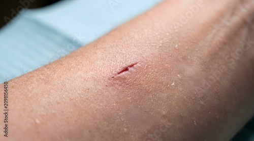 Close-up of a cut on arm.