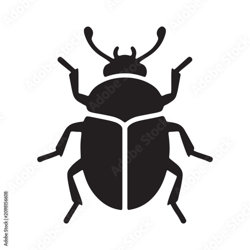 Fotografie Simple vector icon of a stink bug beetle with silhouette wildlife isolated creat