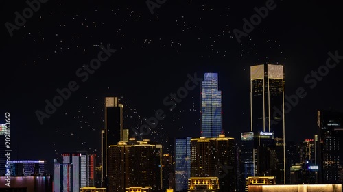 Chongqing cyberpunk city skyline drone show