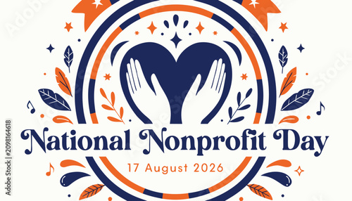 Slika na platnu Decorative circular emblem for National Nonprofit Day on August seventeenth twen