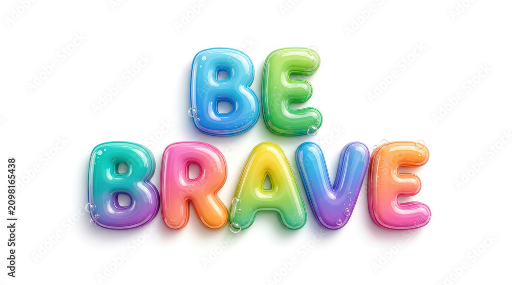 Fototapeta premium Be Brave Colorful 3D Balloon Typography