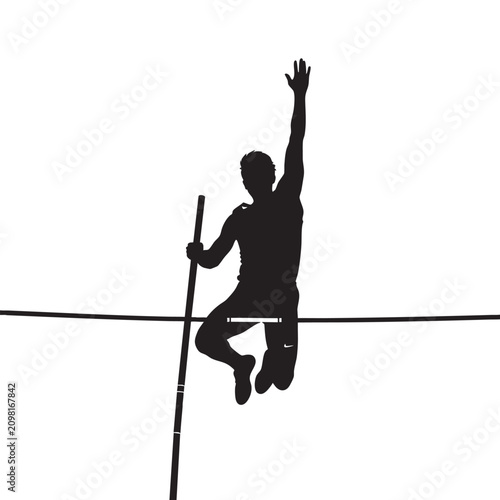 Foto pole vaulter silhouette of an athlete leaping over the bar in black vector