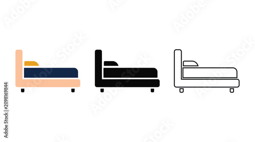 Valokuva Bed Frame Illustration In Color Black And Line Art Silhouette furniture