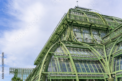 Canvas Print The image showcases the historic greenhouse at Schonbrunn Palace, highlighting i