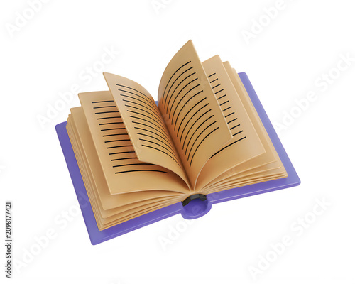 3D Open Book Isolated on Transparent Background, Realistic Hardcover Book with Blank Pages for Education, Reading, Learning, Publishing, and Knowledge Concepts