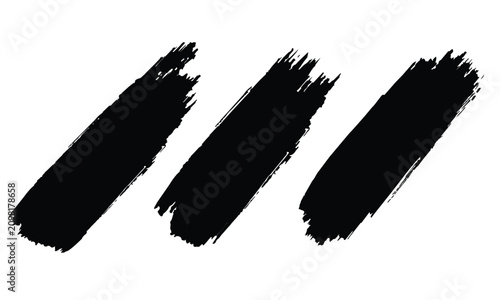 Black ink brush collection. Diagonal paint swatches for dynamic layout accents