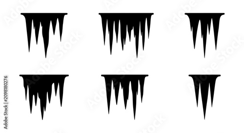Φωτογραφία Black Icicle Vector Set, Winter Frost Elements, Cold Season Graphics, Frozen Wat