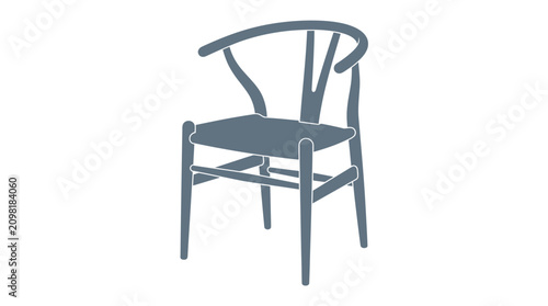 фотографія Contemporary wooden wishbone chair with woven seat for modern home interior desi