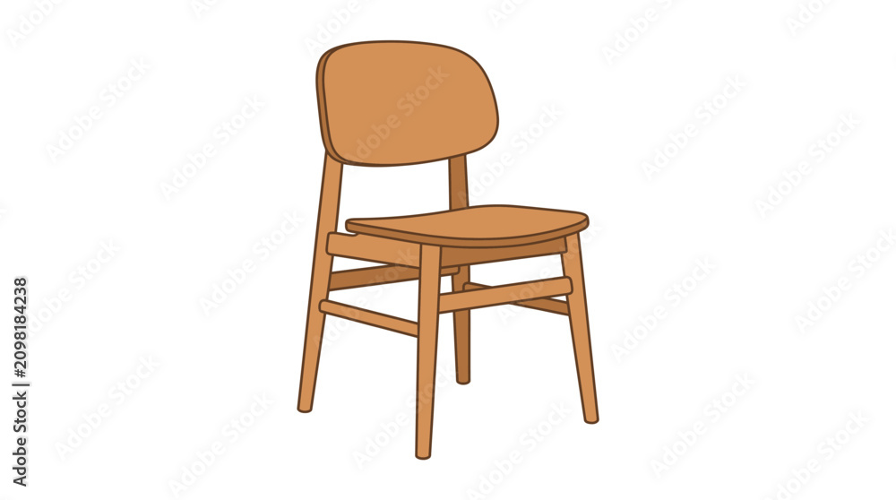 Fototapeta premium Modern Minimalist Wooden Chair with Elegant Round Backrest Design