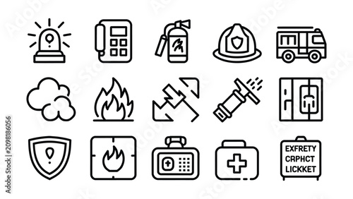 Canvastavla Black and white collection for emergency, safety and security