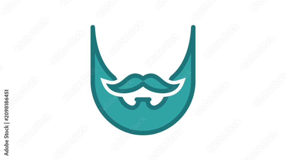 Fototapeta premium Teal Beard and Mustache Icon
