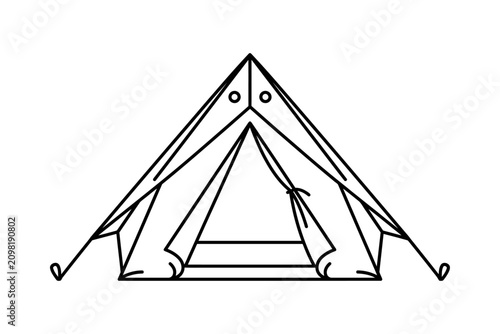 Minimalist Camping Tent Outline Vector