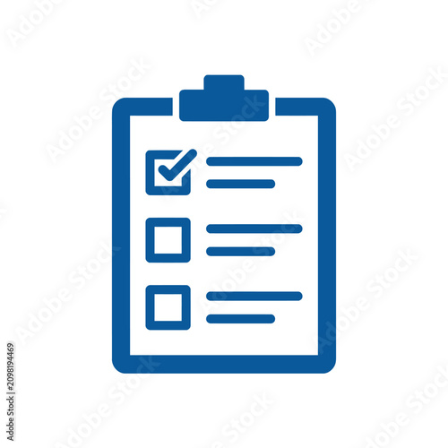 Foto Isolated blue clipboard with a checklist and checkmark, symbolizing tasks and co