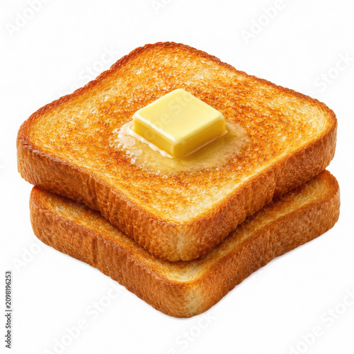 PNG Golden toast with butter slice.