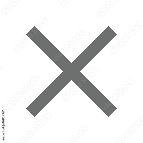 Obraz na plátně Isolated cross symbol, a simple geometric shape with rough edges, representing n