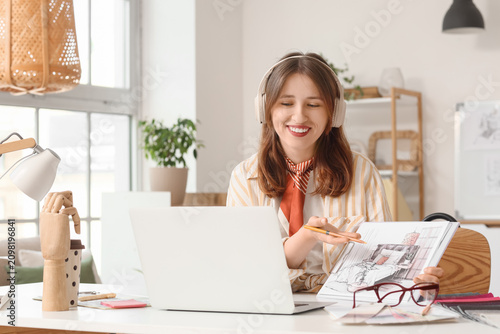 Smiling young woman in head...