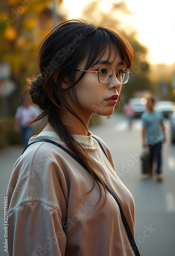 Young asian woman with glas...