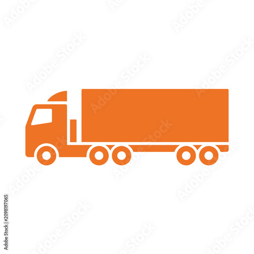 Isolated orange truck icon on white background, cargo transport and logistics symbol