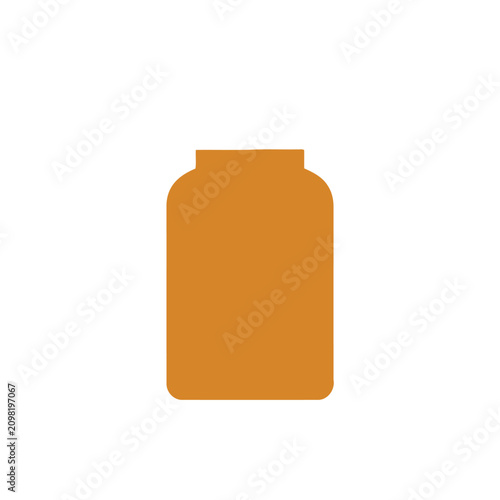 Isolated orange supplement bottle silhouette on a white background, simple graphic element representing fitness and health