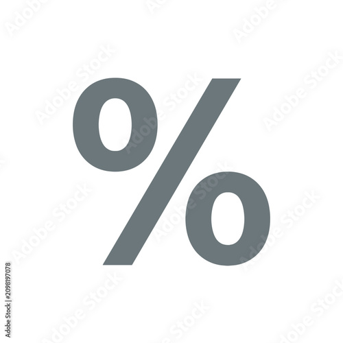 Isolated percent sign, symbol for discount or sale on a clean white background, graphic element for finance
