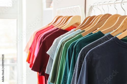 Rack with stylish colorful ...