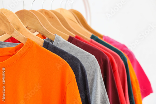 Rack with stylish colorful ...