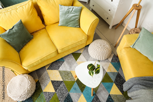 Comfortable sofa, table and...