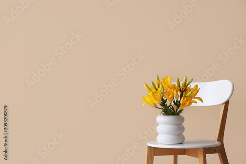 Vase with beautiful lily fl...