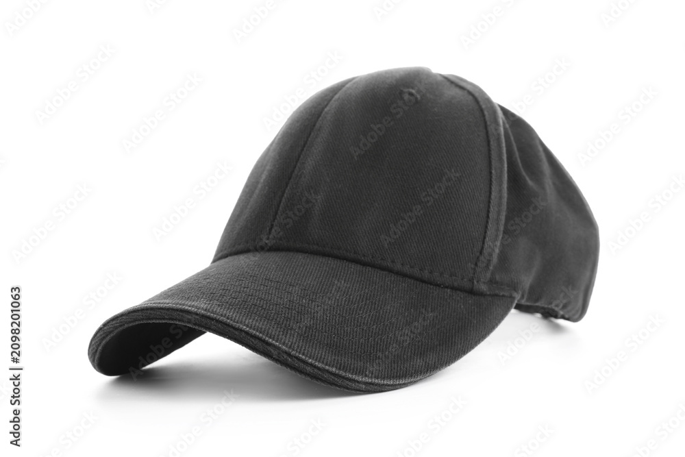 Obraz premium Blank black cap isolated on white background