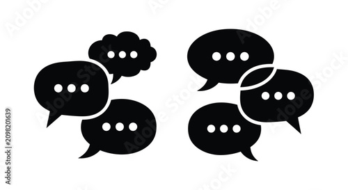 Bild auf Leinwand Multiple Speech Bubbles Icon Representing Communication and Conversation