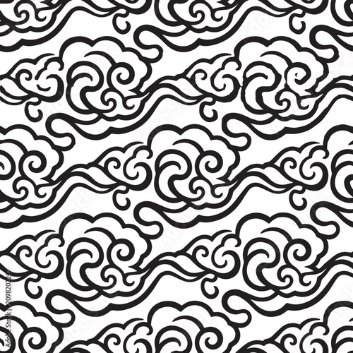Swirling clouds pattern celebrating National Day China with traditional Eastern motifs