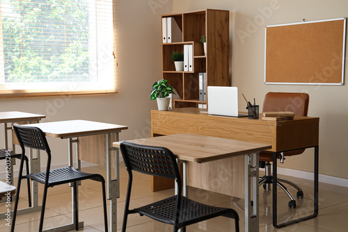 Interior of light classroom...