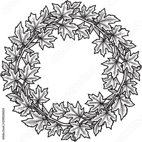 Maple leaf wreath during Thanksgiving Canada celebration with autumnal concept in vector illustration style
