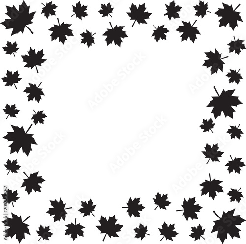 Black maple leaves forming a border during Thanksgiving Canada celebrations in vector illustration