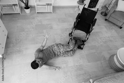 Young soldier with PTSD lyi...