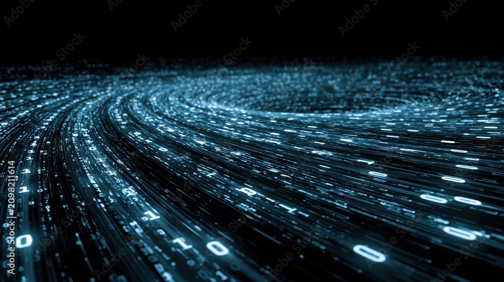 Fototapeta premium Digital data tunnel binary code streaming speed motion cyberspace technology big data blue