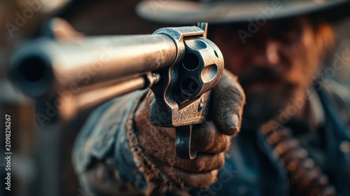 Close up of a person holding a revolver
