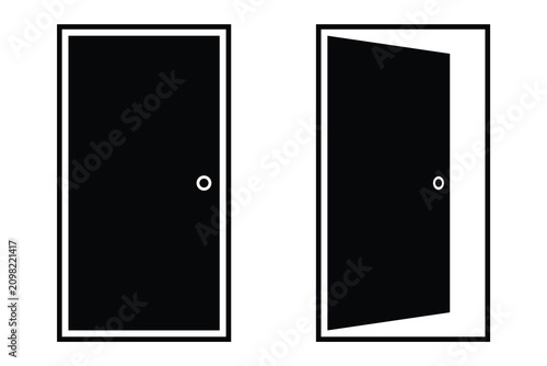 door icon, close and open door icon set, vector illustration of a door, window icon,