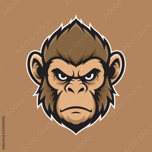 Canvas Print monkey mascot logo vector design template simple and modern style