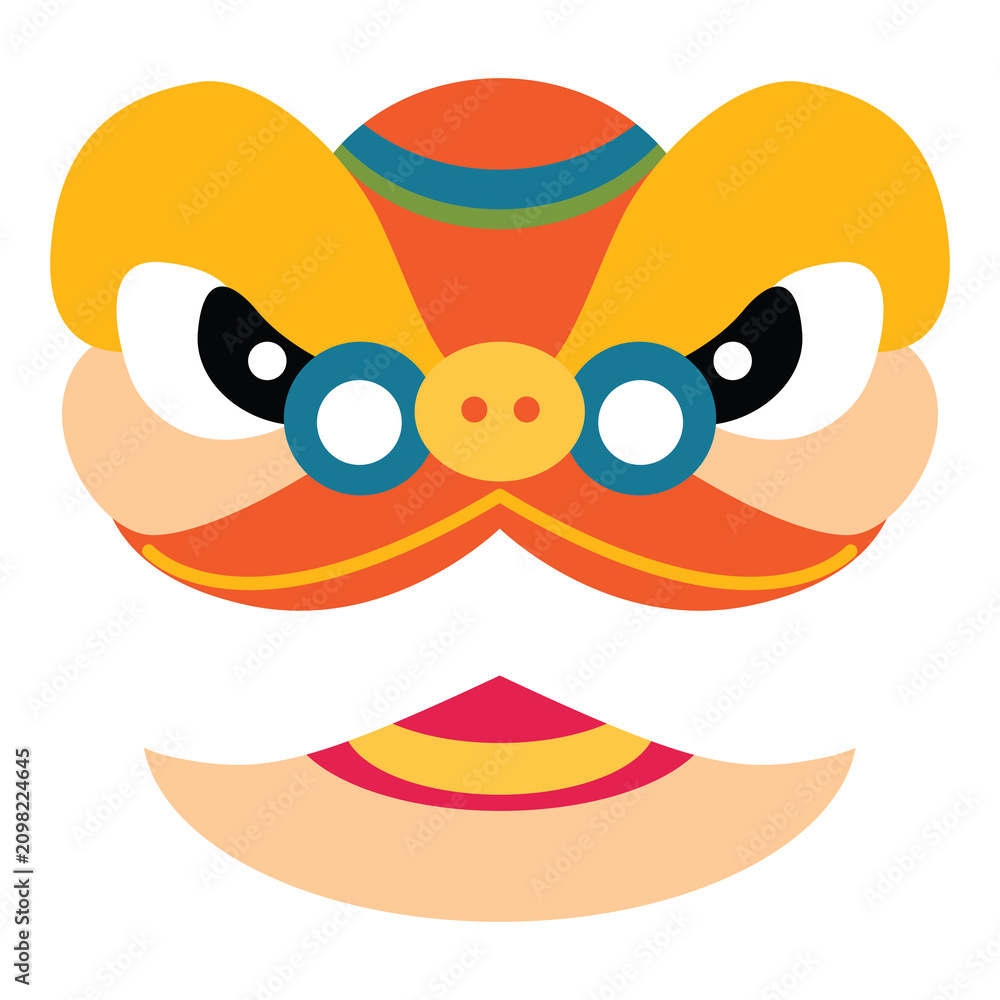 Fototapeta premium Colorful lunar new year lion dance icon for celebration design